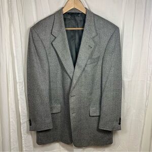 Saks Fifth Avenue Loro Piana Cashmere Herringbone Sport Coat Blazer Charcoal 44R